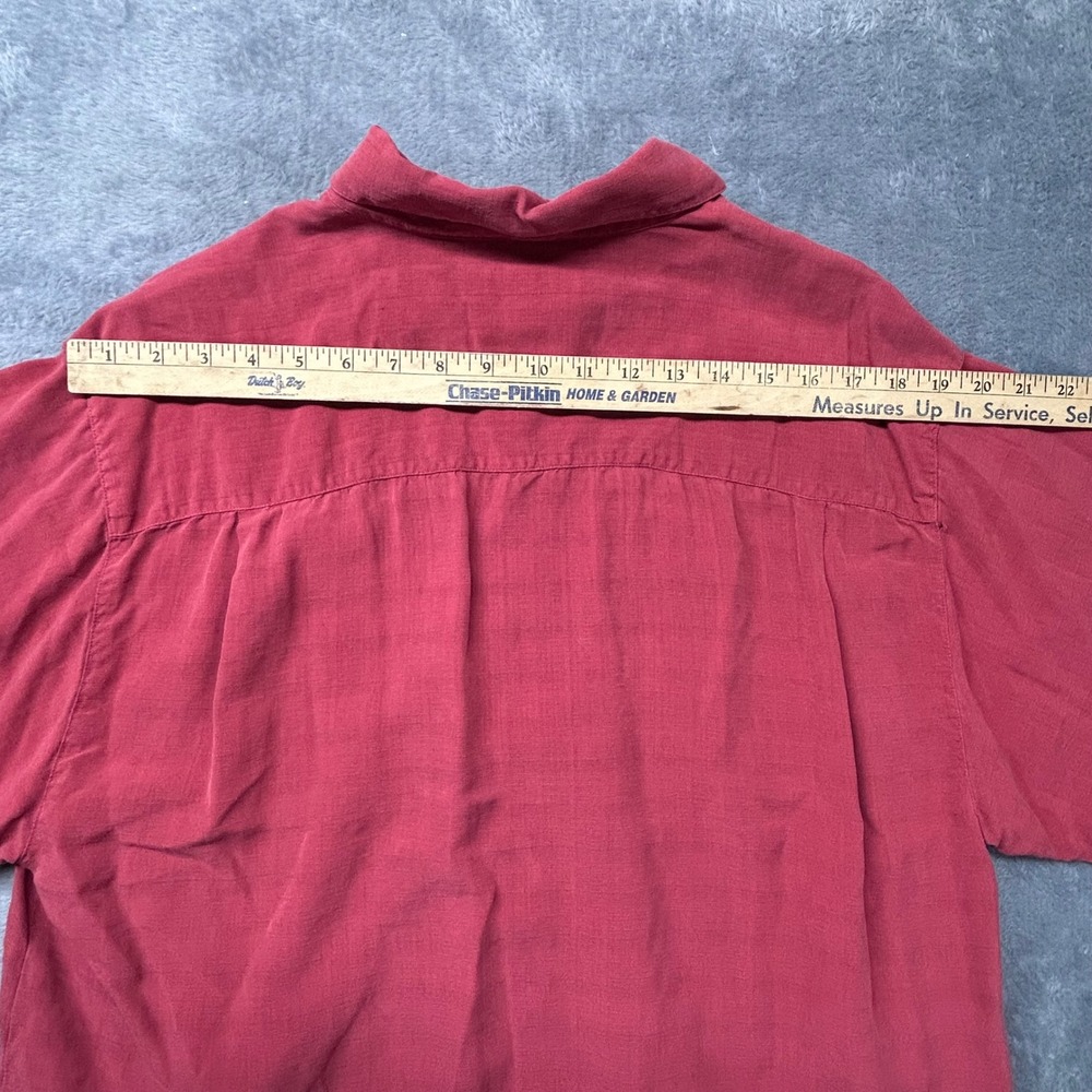 Tommy Bahama Silk Camp Shirt Mens L Red Hawaiian Casual READ Flaw - Picture 7 of 10